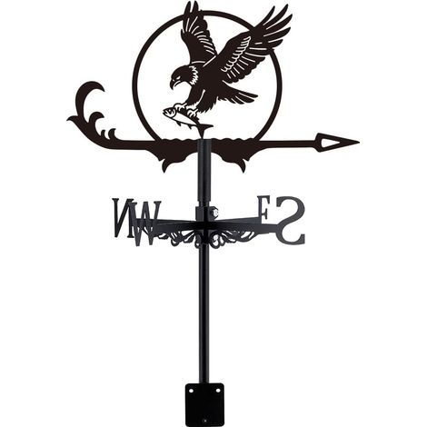 Weathervane Metal Eagle 35 x 26.2 cm Iron Finish Coat Black for Barn Patio Gift Weathervane Garden Outdoor Mounting Roof Bearing Brass Silent Easy Installation (1/5)