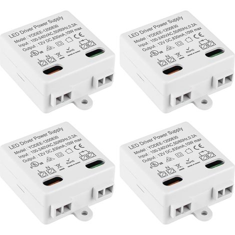 Lot de 4 mini transformateurs LED 12 V 10 W - Ampoule LED pour tension constante 100-240 V vers 12 V CC (1/5)