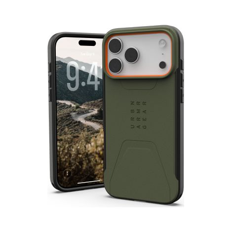 UAG Civilian MagSafe - MagSafe-kompatible iPhone 17 Pro Max Hülle (oliv/orange) (1/2)