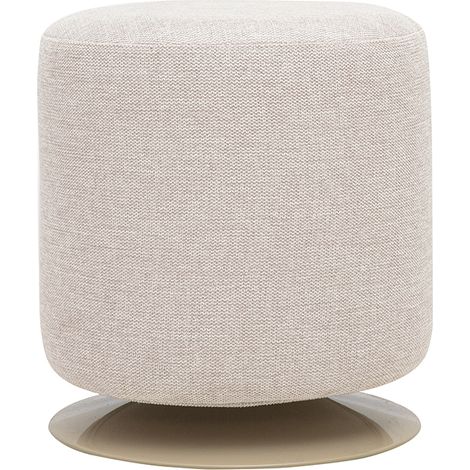 Pouf rond pivotant en tissu effet velours texturé beige et métal D39.5 cm VOLNAY (1/3)