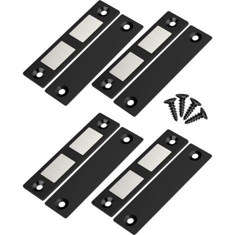 Lot de 4 fermetures magnétiques ultra-minces pour portes de placard, fermetures magnétiques puissantes pour portes de penderie, tiroirs et portes coulissantes, fermeture magnétique pour placards, meub (1/4)