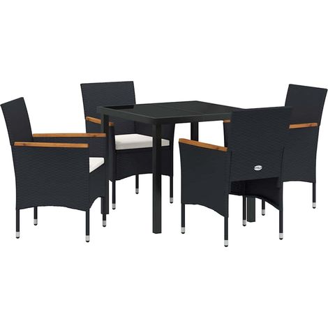 Ensemble de salle à manger pour jardin 5 pcs Mobilier de jardin Noir polyrotin (1/5)
