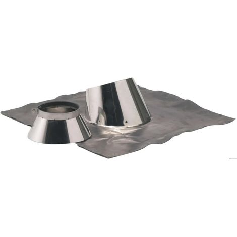 [14128-TEN] Solin inox 5° à 30° avec collet TEN D130/180mm avec bavette 800x800mm