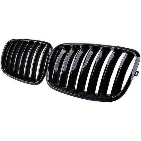 Passend für BMW X5 X6 E70 E71 2007–2013: Frontstoßstangengrill mit einteiliger Lamelle, Renngrill, Lufteinlass, Kühlergrill, Autodekoration – Glänzend Schwarz