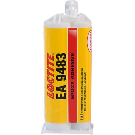 Loctite EA 9483 50 ml, adesivo epossidico trasparente bicomponente 2:1, ad alta resistenza, per pannelli e vetrine, a basso assorbimento di umidità.
