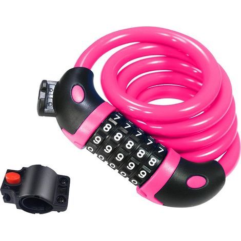 (Pink)Bike Lock,Bike Lock Long 120cm x 12mm,Cable Anti-theft for (1/5)