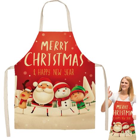 de Noël pour femmes,du Père Noël - rouges de style - Tablier décoré de 25,5 x 20,8 pouces, tablier de vacances de, fournitures de cuisine pour préparer les aliments (1/5)