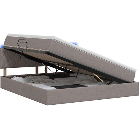 Letto con contenitore LED e materasso Tortora 160 x 200 cm vidaXL (1/5)