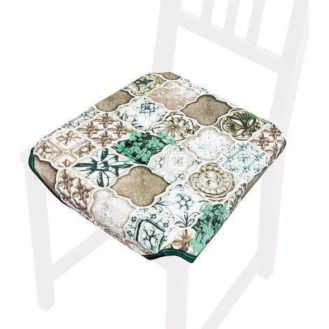 Cuscino Sedia Universale Cotone Lavabile Coprisedia Morbido Maiolica Gotica 100% Made In Italy