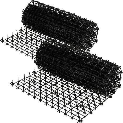 Juego de 2 alfombrillas anti-gatos con púas, 2 m x 28 cm, alfombrillas anti-gatos con púas para exteriores, para el hogar, el césped y el suelo, color negro. (1/5)