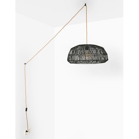 Suspension en osier "ASTRID" - Avec interrupteur et prise - boho chic