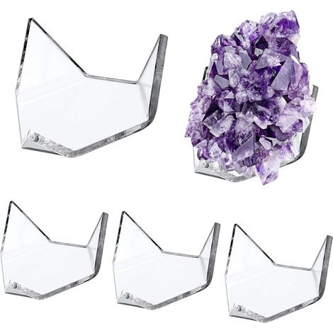Lot De 5 - Présentoir Triangle - Support Acrylique - Exposition Minéraux Cristaux Géodes - Usage Maison Bureau Musée - Transparent - 6x4,6x2,3cm (1/5)