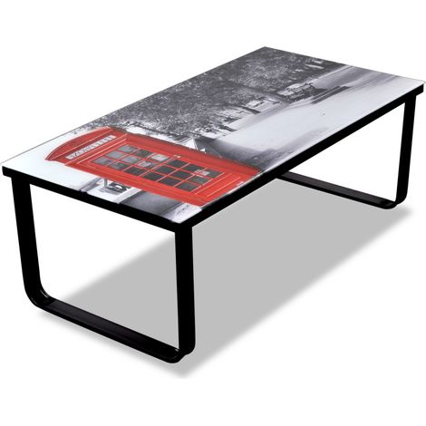 Mesa de centro de salón de diseño de cristal London 90 x 45 cm negra