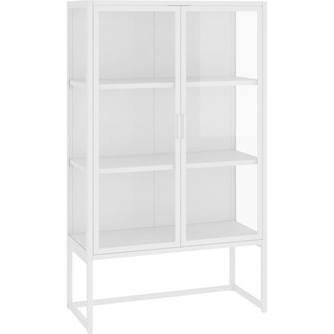 Highboard White 80x35x135 cm Steel and Tempered Glass vidaXL (1/5)