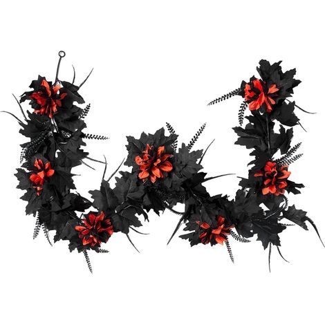 Guirlande d'Halloween pour cheminée, 1,80 m, vigne artificielle, décoration intérieure/extérieure pour fenêtre, orange (1/5)