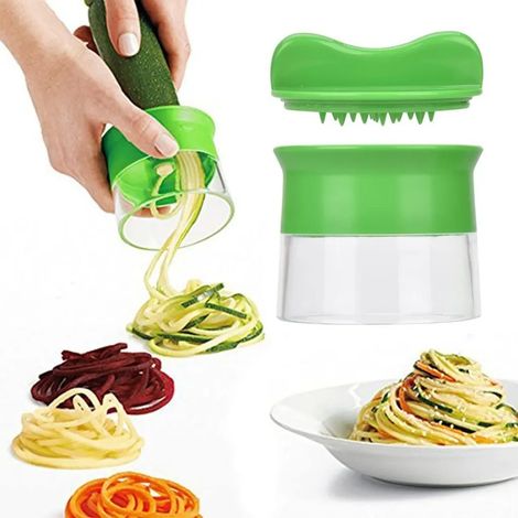Cortador de verduras en espiral Cortador de verduras manual de acero inoxidable con cepillo, cortador de espaguetis de verduras para zanahoria, pepino, calabacín (1/4)