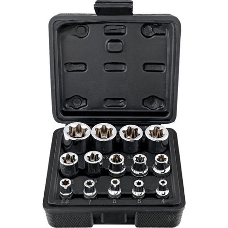 Jeu de douilles E Torx 14 pièces, ensemble combiné d'outils de réparation automobile E4-E24