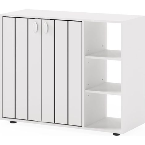 Zapatero con 2 puertas y estantes ajustables, blanco
