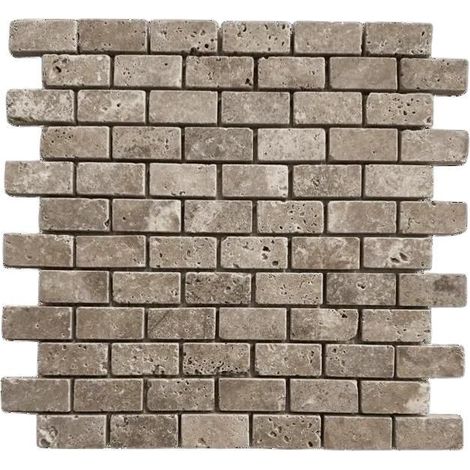 Mosaico - ALBEDO PIERRE - Noce invecchiato - 30,5x33 cm - Travertino - Finitura invecchiata rustica