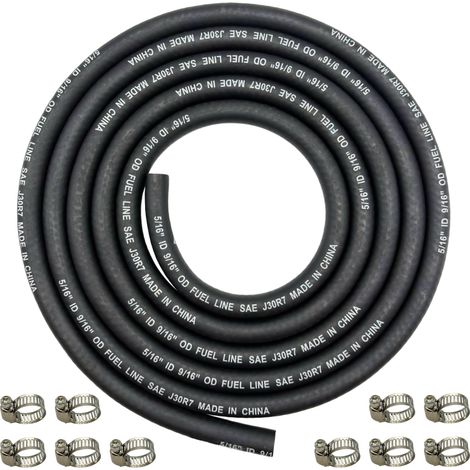 Ø8 mm 5/16" Tuyau D'essence Kit Tuyau de carburant 2.4 Mètre pour Petits Moteurs Mini Bike ATV Générateur avec 10 Pièces Colliers de Serrage (1/5)