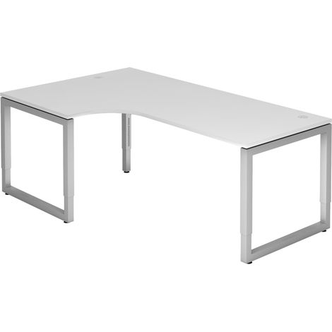 bümö Schreibtisch Serie-R Eckform: 200 x 120 cm  Weiß Silber (1/5)