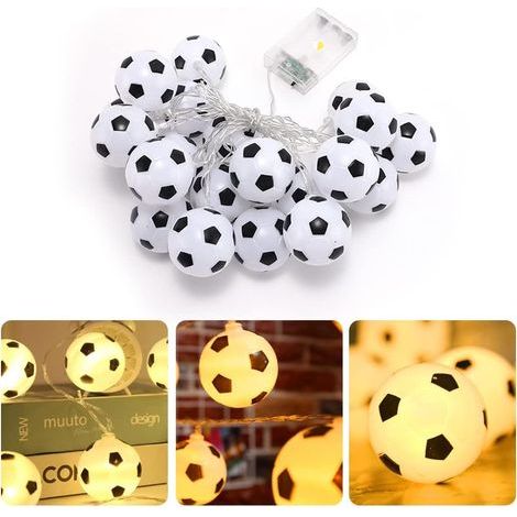 Guirlande Lumineuse de Football LED Guirlande Lumineuse de Football 1,5 m Guirlande Lumineuse en Forme de Football à Piles pour fête à thème de Football Accessoires de Chambre à Coucher pour garçons (1/4)
