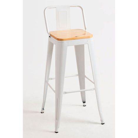 Packs Taburetes Altos - Pack 2 Taburetes Torix Respaldo Madera Natural - Blanco (1/5)