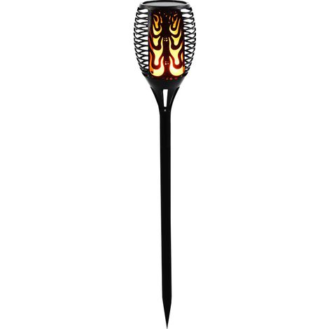 Solarleuchte Feuereffekt Außenlampe Steckleuchte Flammeneffekt Gartenstecker Fackel, schwarz, LED warmweiß, DxH 12x85 cm
