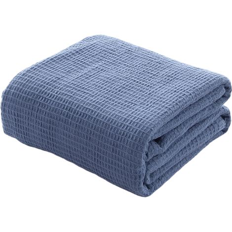 1 Couverture en coton maille nid d'abeille, bordure plate, usage toutes saisons, chambre à coucher (1/5)