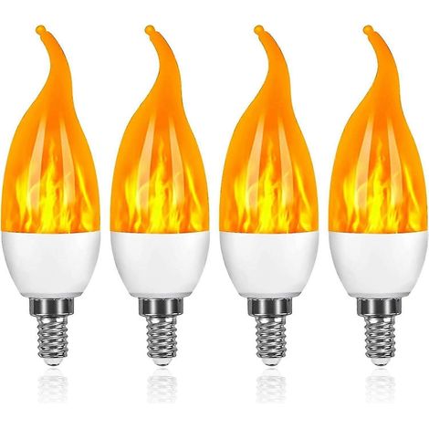 Ampoule LED E14 effet flamme 3W, 3 modes, lot de 4 ampoules décoratives avec effet flamme vacillante pour la décoration intérieure (1/5)