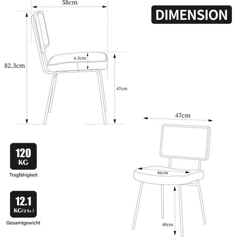 Lot de chaises 2 pièces revêtement chenille chaise repas sans accoudoirs dossier à cadre en bois massif effet rotin pieds (1/5)