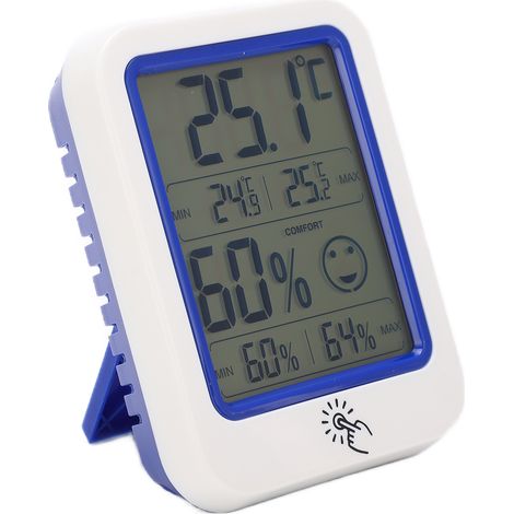 OW-159 Smart Backlit Thermometer and Hygrometer for Home Use with Touchscreen Display (Batteries not included) (1/5)