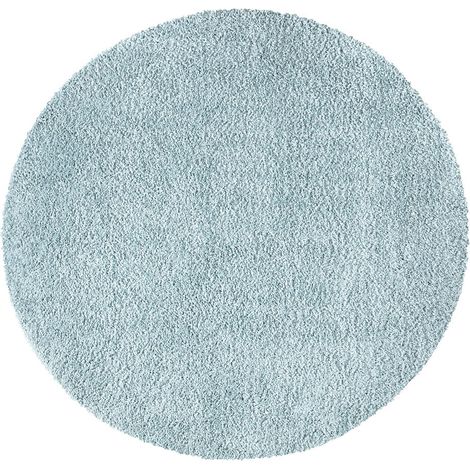 Tapis Rond à Poils Longs doux SOFTY, Tapis de Salon, Chambre, Couloir (Bleu Azur - 200x200cm) (1/5)