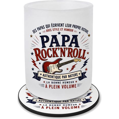 Verre Papa Rock'n'Roll avec Sous-Verre Assorti 280 ml (1/4)