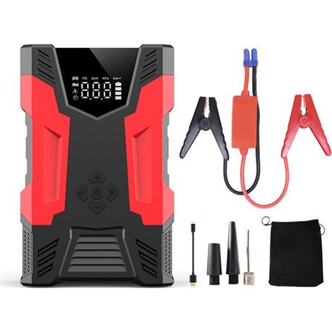 Démarreur de voiture portable avec compresseur à air et affichage LCD (12000 mAh) (1/5)