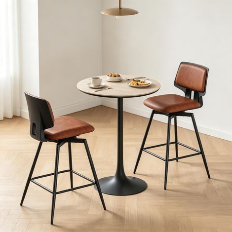 Tabouret de comptoir élégant, tabouret de bar de haute qualité avec dossier ergonomique, chaise de cuisine moderne (vendu par lot de 2) (1/4)