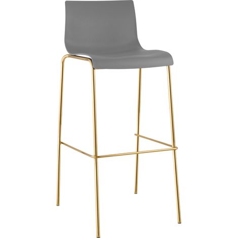 Barhocker Hover Kunststoff Vierfußgestell Gold grau