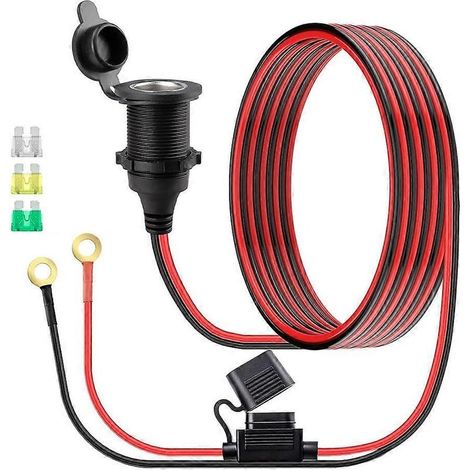 Prise allume-cigare femelle 12 V à filetage fixe de 3 m (10 pi), câble d'alimentation 12 AWG. (1/5)