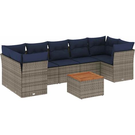 Maison Exclusive - 8-tlg. Garten-Sofagarnitur mit Kissen Grau Pol (1/5)