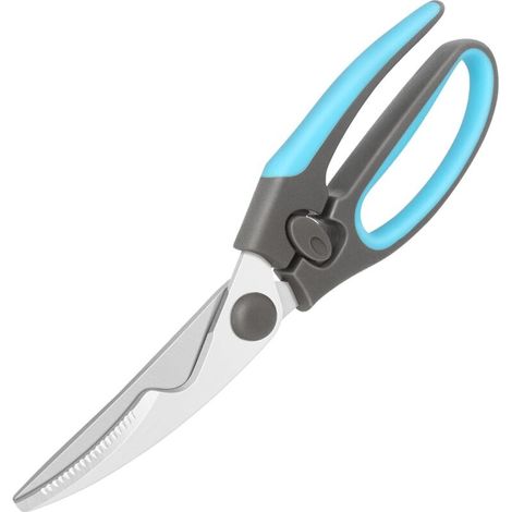 Tijeras para aves, tijeras para aves, tijeras para aves con acero inoxidable robusto y agarre cómodo, corte potente, para uso intensivo en la cocina, azul/gris (1/4)