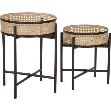 Vaso Darenate, set da 2, Dettaglio Effetto Paglia di Vienna, Colore Struttura Nero, Materiale Struttura in Metallo, Marrone (1/5)