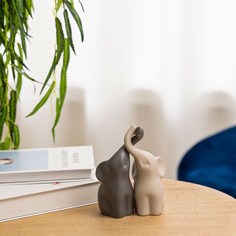 Set of 2 Ceramic Couple Elephant Statue Elephant Ornaments (1/5)