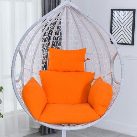 Coussin de Chaise Hamac Suspendu, Rembourrage Confortable pour Siège de Balancelle Jardin Patio, Sans Balançoire, Orange (1/4)