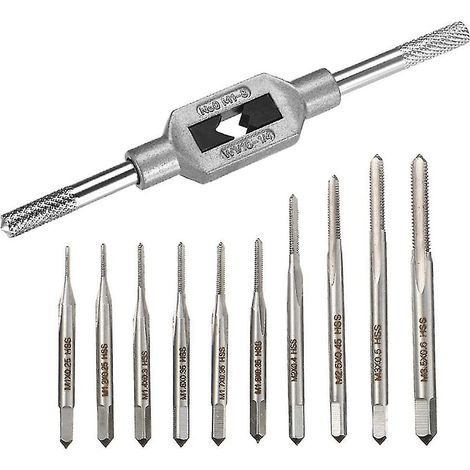 Lot de 10 micro-tarauds manuels M1-M3,5 HSS pour filetage métrique. (1/5)