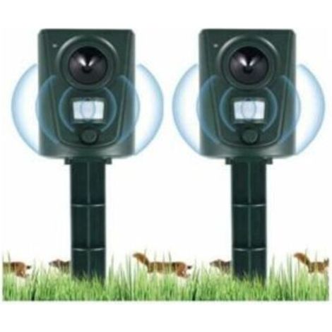 Répulsif à ultrasons pour animaux – Éloigne chats, chiens, oiseaux – Détecteur de mouvement jusqu'à 30m – Étanche et durable
