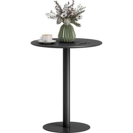 Mesa de comedor redonda para 2 personas, mesa de cocina moderna para salón o jardín, de acero, Ø60 x 72 cm, negra.