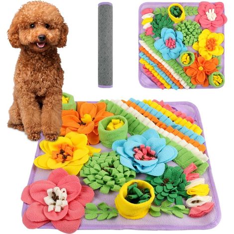 Tapis à renifler pour Chien, 39 39CM Tapis de Fouille Alimentation Lente, Tapis Reniflant Formation d’Animaux Lavable en Machine Pliable pour Lapin, Chat, Chien (Violet) (1/5)