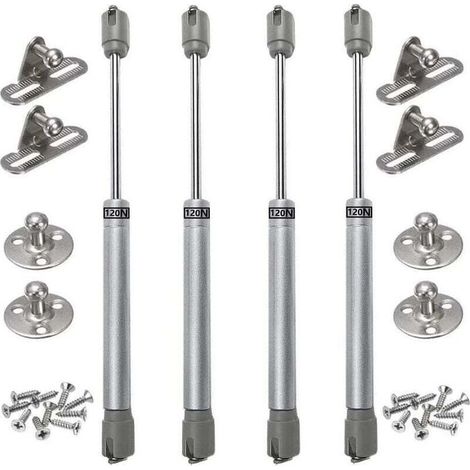 Lot de 4 vérins à gaz 120N – Plastique ABS et alliage de zinc – Amortisseurs pour portes d'armoire – Installation facile avec tournevis (1/5)