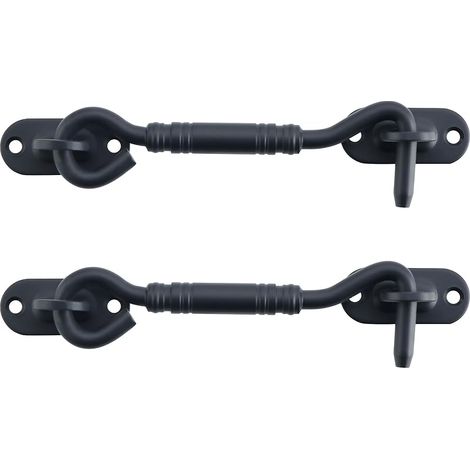 2 Pièces Crochet Fermeture Fenêtre, Crochet de Porte, Support de Fenêtre Silencieux, Verrou de Porte Interieure avec Vis de Montage, en Acier Inoxydable, Noir (1/5)