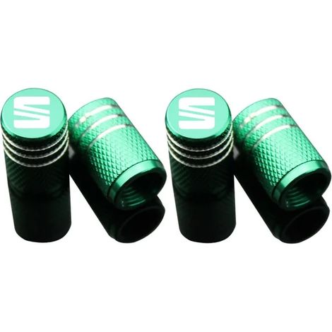 (Vert clair) Lot de 4 bouchons de valve de pneu en métal pour voiture, compatibles avec Seat Leon 5f, Ibiza 6l, 6j, Leon 1p Cushion, Altea XL, Leon Mk3, Ibiza FR et Arona. (1/5)